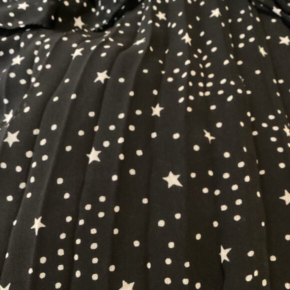 The Kooples Shooting Stars Pleated Ruffle Mini Dress Black White Chiffon 3 L - Picture 11 of 11